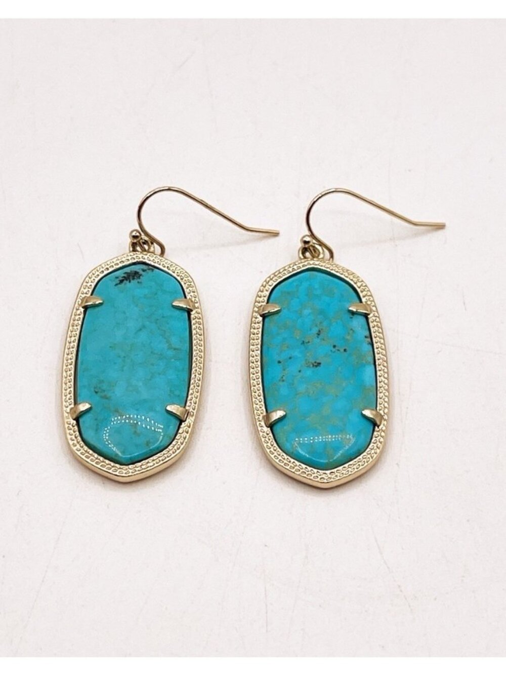 Kendra Scott “Danielle” Dangle/Drop Earrings In Gold Tone Turquoise Magnesite